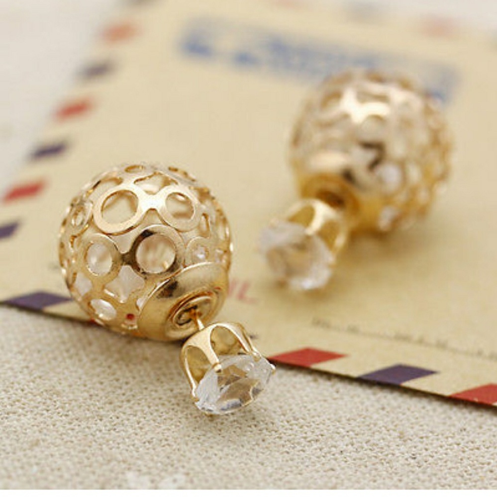Nwt Double Back Earrings Stud Gold - Picture 2 of 6